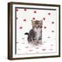 Tabby Kitten on Heart Background-null-Framed Photographic Print