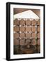 Table Againts a Stack of Barrels in a Geodesic Dome Home, Called 'Zome,' Corrales, NM, 1972-John Dominis-Framed Photographic Print