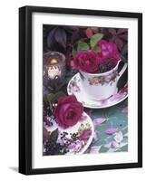 Table and Tableware Decorated with Roses-Elke Borkowski-Framed Photographic Print
