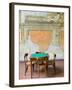 Table and Wall at 15th century Sedile Dominova Social Club, Sorrento, Campania, Italy-Walter Bibikow-Framed Photographic Print