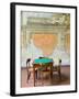 Table and Wall at 15th century Sedile Dominova Social Club, Sorrento, Campania, Italy-Walter Bibikow-Framed Photographic Print