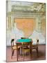 Table and Wall at 15th century Sedile Dominova Social Club, Sorrento, Campania, Italy-Walter Bibikow-Mounted Photographic Print