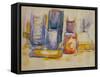 Table de cuisine, pots et bouteilles-A kitchen table, pots and bottles, 1902-1906.-Paul Cezanne-Framed Stretched Canvas