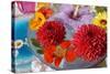 Table Decoration, Coloured Blossoms and Water Bowl-Alaya Gadeh-Stretched Canvas