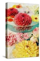 Table Decoration, Coloured Blossoms and Water Bowl-Alaya Gadeh-Stretched Canvas
