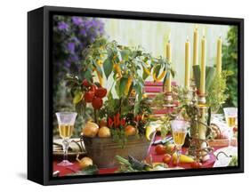 Table Decoration with Candles and Vegetables-Friedrich Strauss-Framed Stretched Canvas