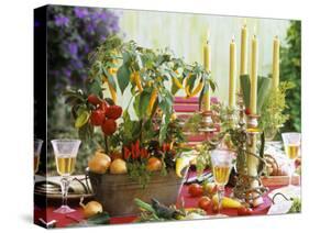 Table Decoration with Candles and Vegetables-Friedrich Strauss-Stretched Canvas