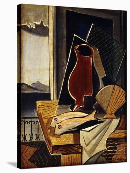Table in Front of a Balcony; Table Devant Le Balcon, 1926-Louis Marcoussis-Stretched Canvas