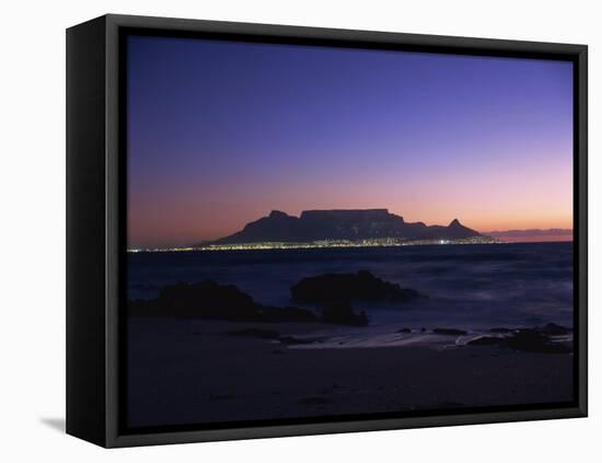 Table Mountain at Dusk, Cape Town, South Africa, Africa-Groenendijk Peter-Framed Stretched Canvas