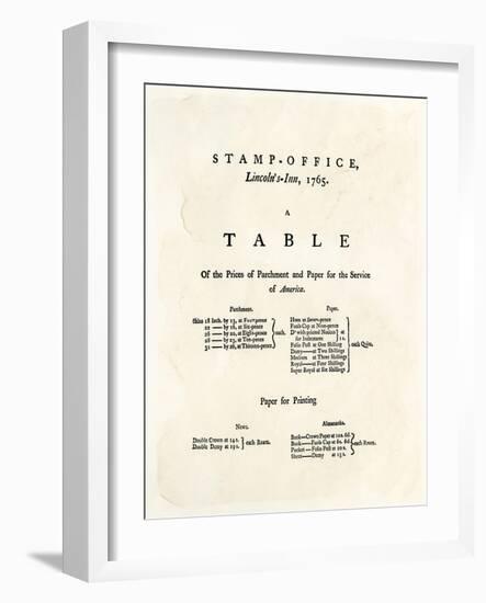 Table of Prices under the British Stamp Act, c.1765-null-Framed Giclee Print