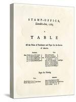 Table of Prices under the British Stamp Act, c.1765-null-Stretched Canvas