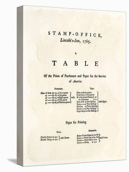 Table of Prices under the British Stamp Act, c.1765-null-Stretched Canvas