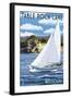 Table Rock Lake, Missouri - Sailboat and Lake-Lantern Press-Framed Art Print