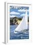 Table Rock Lake, Missouri - Sailboat and Lake-Lantern Press-Framed Art Print