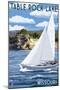 Table Rock Lake, Missouri - Sailboat and Lake-Lantern Press-Mounted Art Print