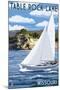 Table Rock Lake, Missouri - Sailboat and Lake-Lantern Press-Mounted Art Print