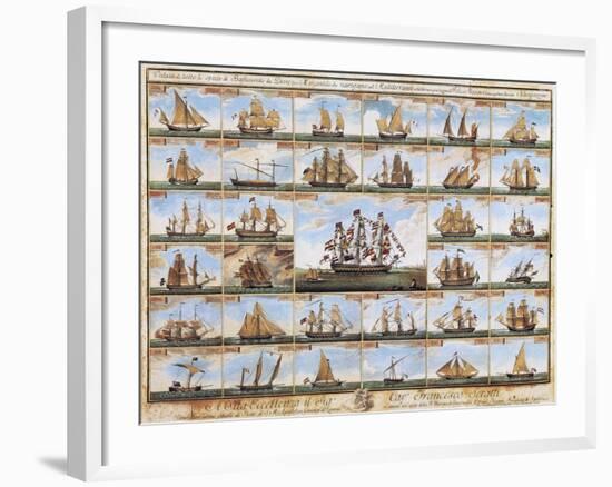 Table Showing Every Type of Sailing Ship in the Mediterranean-null-Framed Giclee Print