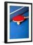 Table Tennis or Ping Pong Rackets and Balls on a Blue Table-Andreyuu-Framed Photographic Print