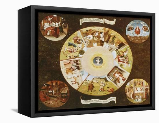 Table-Top with the Seven Deadly Sins-Hieronymus Bosch-Framed Stretched Canvas
