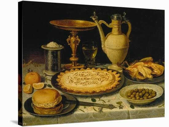 Table with Cakes, Chicken and Olives-Clara Peeters-Stretched Canvas