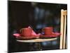 Table with Coffee and Teak Deck Garden Chair, Clos Des Iles, Le Brusc, Var, Cote d'Azur, France-Per Karlsson-Mounted Photographic Print