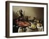 Table with Lobster, Silver Jug, Big Berkemeyer, Fruit Bowl, Violin and Books, 1641-Pieter Claesz-Framed Premium Giclee Print