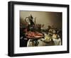 Table with Lobster, Silver Jug, Big Berkemeyer, Fruit Bowl, Violin and Books, 1641-Pieter Claesz-Framed Giclee Print