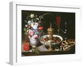 Table with Pitcher and Dish of Dried Fruit, 1611-Clara Peeters-Framed Giclee Print