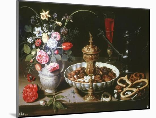 Table with Pitcher and Dish of Dried Fruit, 1611-Clara Peeters-Mounted Giclee Print