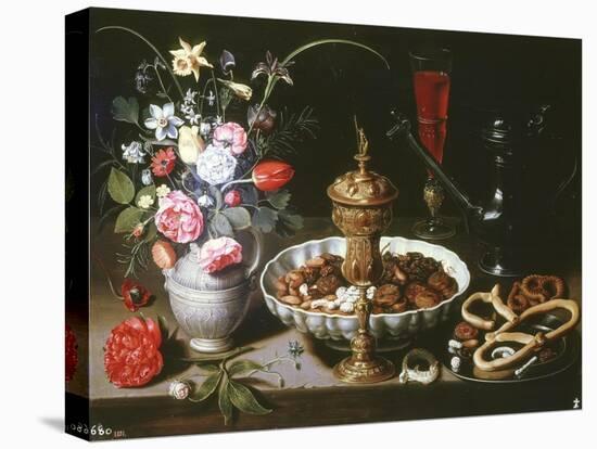 Table with Pitcher and Dish of Dried Fruit, 1611-Clara Peeters-Stretched Canvas