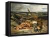 Tableau de nature morte dit Nature morte au homard-Eugene Delacroix-Framed Stretched Canvas