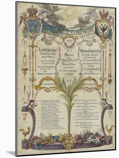 Tableau des princes et princesses témoin au mariage à Versailles du Dauphin-null-Mounted Giclee Print