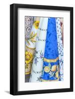 Tablecloths for sale, Eze, Provence, France-Lisa S. Engelbrecht-Framed Photographic Print