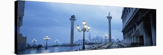 Tables and Chairs at St. Mark's Square, Grand Canal, San Giorgio Maggiore, Venice, Italy-null-Stretched Canvas