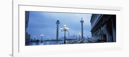 Tables and Chairs at St. Mark's Square, Grand Canal, San Giorgio Maggiore, Venice, Italy-null-Framed Photographic Print