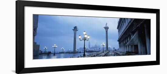 Tables and Chairs at St. Mark's Square, Grand Canal, San Giorgio Maggiore, Venice, Italy-null-Framed Photographic Print