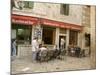 Tables outside coffee shop, Trogir, Dalamatia, Croatia-Merrill Images-Mounted Photographic Print