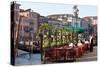 Tables Outside Restaurant by Grand Canal, Venice, Italy-Peter Adams-Stretched Canvas