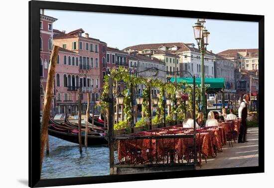 Tables Outside Restaurant by Grand Canal, Venice, Italy-Peter Adams-Framed Photographic Print