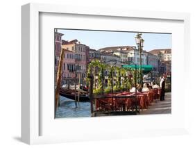 Tables Outside Restaurant by Grand Canal, Venice, Italy-Peter Adams-Framed Photographic Print