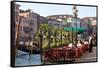 Tables Outside Restaurant by Grand Canal, Venice, Italy-Peter Adams-Framed Stretched Canvas