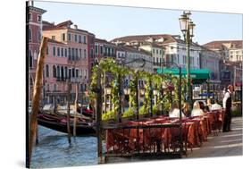 Tables Outside Restaurant by Grand Canal, Venice, Italy-Peter Adams-Stretched Canvas
