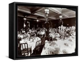 Tables Set for the Electric Club's Banquet at Hotel Delmonico, 1902-Byron Company-Framed Stretched Canvas