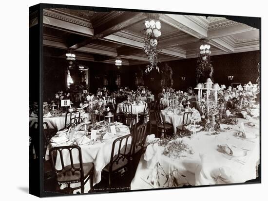 Tables Set for the Electric Club's Banquet at Hotel Delmonico, 1902-Byron Company-Stretched Canvas