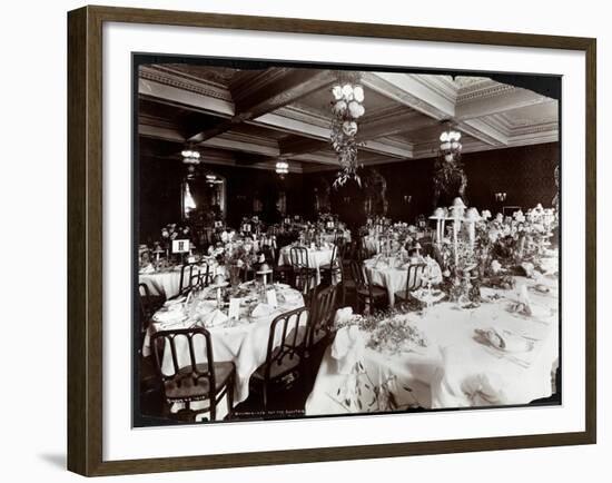 Tables Set for the Electric Club's Banquet at Hotel Delmonico, 1902-Byron Company-Framed Giclee Print