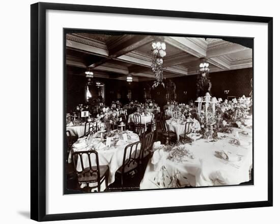 Tables Set for the Electric Club's Banquet at Hotel Delmonico, 1902-Byron Company-Framed Giclee Print