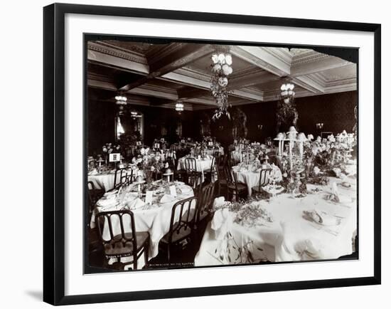 Tables Set for the Electric Club's Banquet at Hotel Delmonico, 1902-Byron Company-Framed Giclee Print