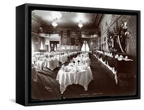 Tables Set in the Banquet Room at Hotel Delmonico, 1902-Byron Company-Framed Stretched Canvas