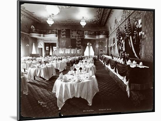 Tables Set in the Banquet Room at Hotel Delmonico, 1902-Byron Company-Mounted Giclee Print