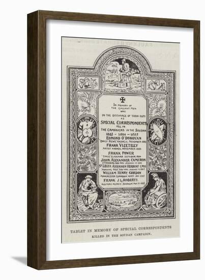 Tablet in Memory of Special Correspondents Killed in the Soudan Campaign-null-Framed Giclee Print